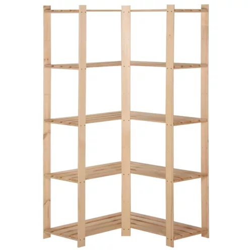 5 szintes tömör fenyőfa sarok-tárolóállvány 82,5x82,5x170 cm