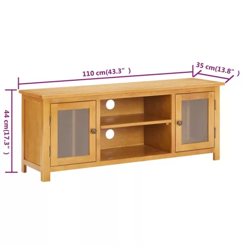 Tömör tölgyfa TV szekrény 110x35x44 cm