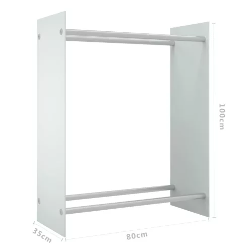 Fehér edzett üveg tűzifatároló 80 x 35 x 100 cm