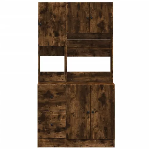 Füstös tölgy színű szerelt fa konyhaszekrény 95 x 50 x 180 cm