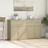 2 db sonoma tölgy színű szerelt fa tálalószekrény 60x31x70 cm