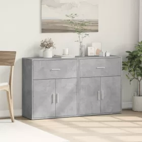   2 db betonszürke szerelt fa tálalószekrény 60 x 31 x 70 cm