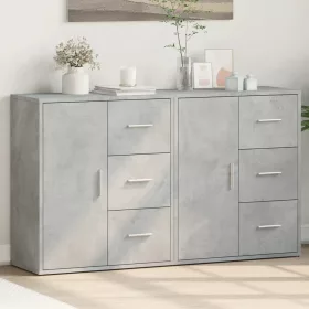   2 db betonszürke szerelt fa tálalószekrény 60 x 31 x 70 cm