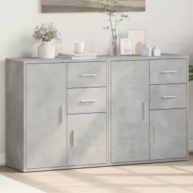   2 db betonszürke szerelt fa tálalószekrény 60 x 31 x 70 cm