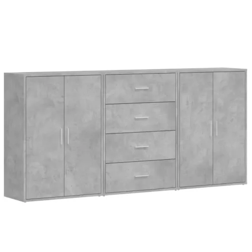 3 db betonszürke szerelt fa tálalószekrény 60 x 31 x 84 cm