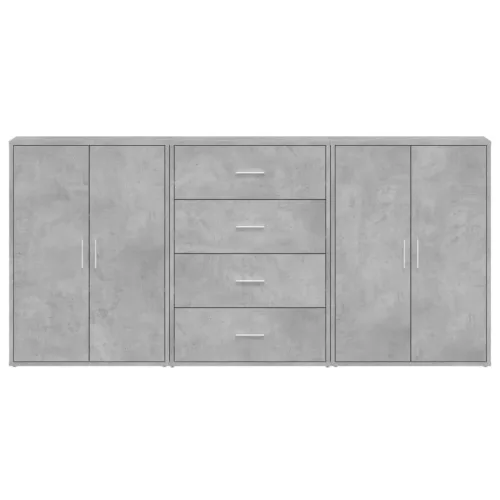 3 db betonszürke szerelt fa tálalószekrény 60 x 31 x 84 cm