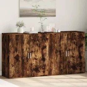   2 db füstös tölgy színű szerelt fa tálalószekrény 79x38x80 cm