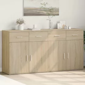   2 db sonoma tölgy színű szerelt fa tálalóasztal 79 x 38 x 80 cm