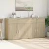 2 db sonoma tölgy színű szerelt fa tálalóasztal 79 x 38 x 80 cm