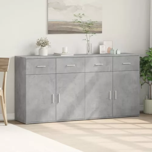 2 db betonszürke szerelt fa tálalószekrény 79 x 38 x 80 cm