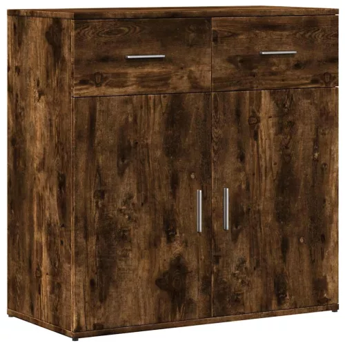 2 db füstös tölgy színű szerelt fa tálalószekrény 79x38x80 cm