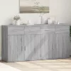 2 db szürke sonoma színű szerelt fa tálalószekrény 79x38x80 cm