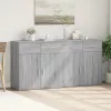 2 db szürke sonoma színű szerelt fa tálalószekrény 79x38x80 cm