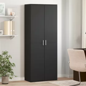 Fekete szerelt fa magasszekrény 70 x 35 x 180