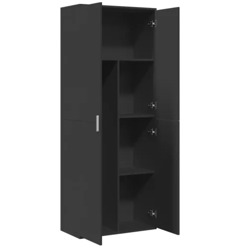 Fekete szerelt fa magasszekrény 70 x 35 x 180