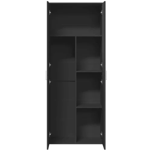 Fekete szerelt fa magasszekrény 70 x 35 x 180