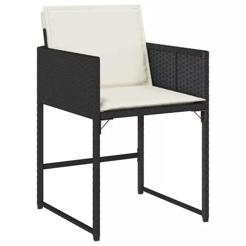15 részes fekete polyrattan kerti étkezőgarnitúra párnákkal