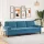 3 személyes kék bársony kanapé díszpárnákkal 210 cm