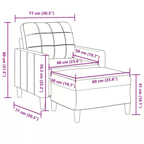 Rózsaszín bársony kanapéfotel lábtartóval 60 cm