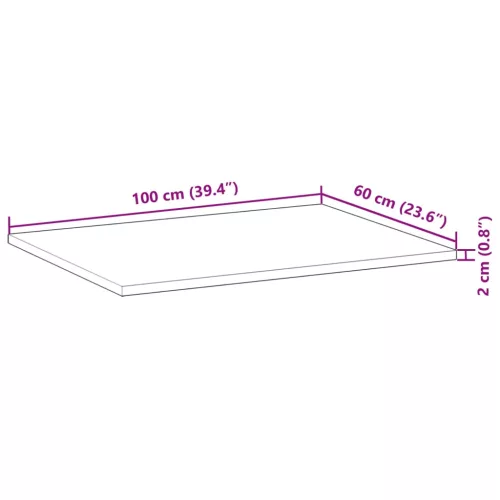 Olajbevonatú tömör akácfa fürdőszobapult 100 x 60 x 2 cm