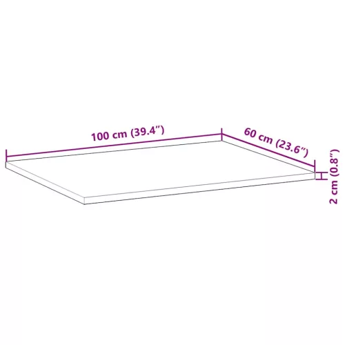 Kezeletlen tömör akácfa íróasztallap 100 x 60 x 2 cm