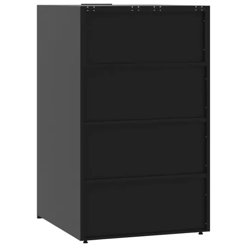 Fekete acél kerekes tároló 3 szemeteskukához 207 x 79 x 117 cm