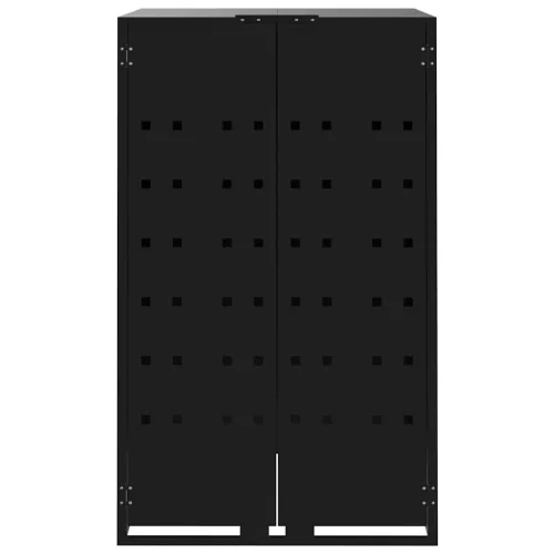 Fekete acél kerekes tároló 6 szemeteskukához 414 x 79 x 117 cm