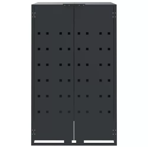 Antracit acél kerekes tároló 5 szemeteskukához 345x79x117 cm