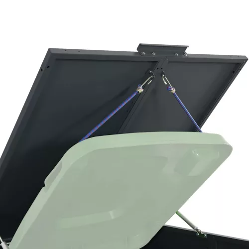 Antracit acél kerekes tároló 5 szemeteskukához 345x79x117 cm