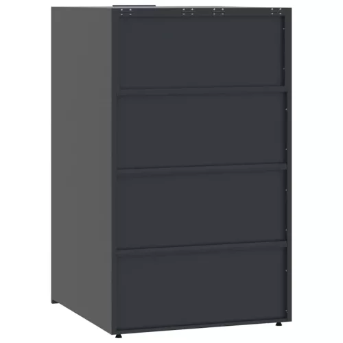 Antracit acél kerekes tároló 6 szemeteskukához 414x79x117 cm