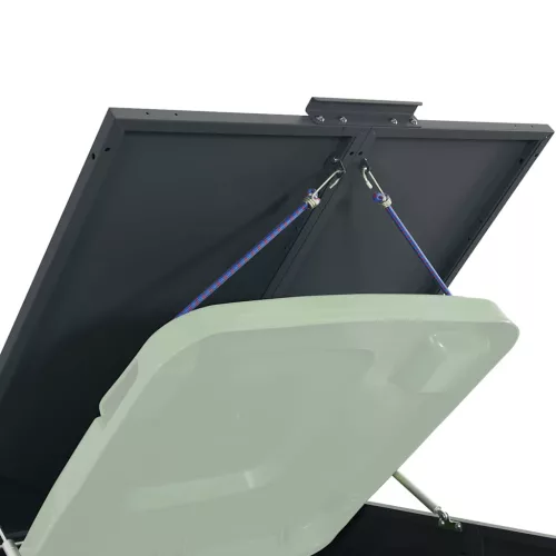 Antracit acél kerekes tároló 6 szemeteskukához 414x79x117 cm