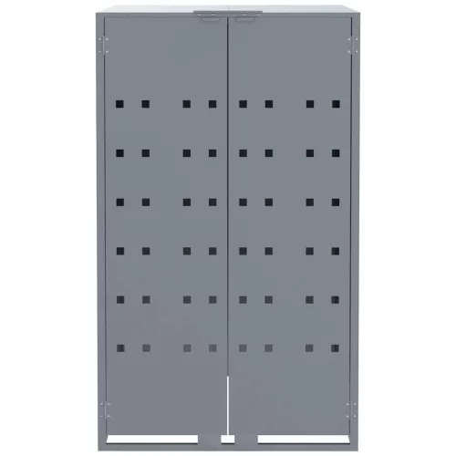 Szürke acél kerekes tároló 4 szemeteskukához 276 x 79 x 117 cm