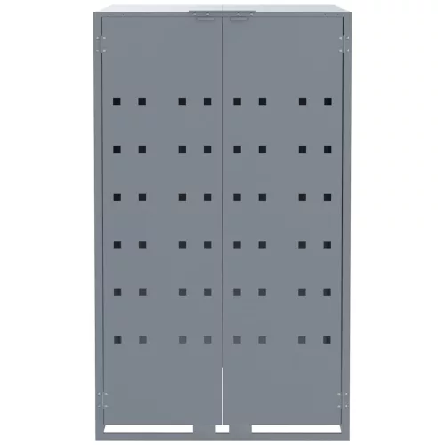 Szürke acél kerekes tároló 5 szemeteskukához 345 x 79 x 117 cm