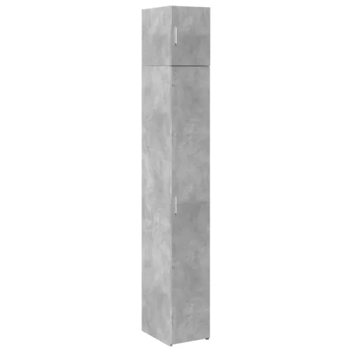 Betonszürke szerelt fa vékony tárolószekrény 30 x 42,5 x 225 cm