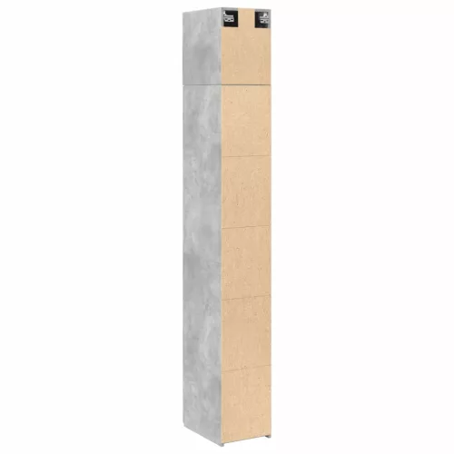 Betonszürke szerelt fa vékony tárolószekrény 30 x 42,5 x 225 cm