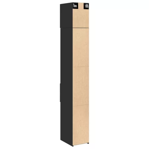 Fekete szerelt fa vékony tárolószekrény 30 x 42,5 x 225 cm