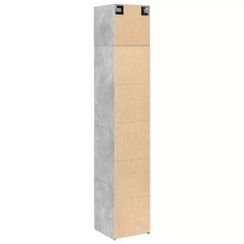 Betonszürke szerelt fa vékony tárolószekrény 40 x 42,5 x 225 cm
