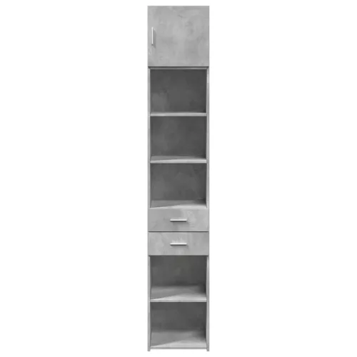 Betonszürke szerelt fa vékony tárolószekrény 40 x 42,5 x 225 cm