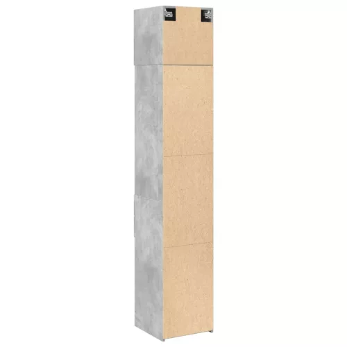Betonszürke szerelt fa vékony tárolószekrény 40 x 42,5 x 225 cm