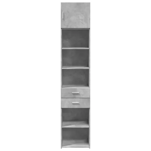 Betonszürke szerelt fa vékony tárolószekrény 45 x 42,5 x 225 cm