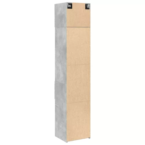 Betonszürke szerelt fa vékony tárolószekrény 45 x 42,5 x 225 cm