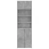 Betonszürke szerelt fa tárolószekrény 70 x 42,5 x 225 cm