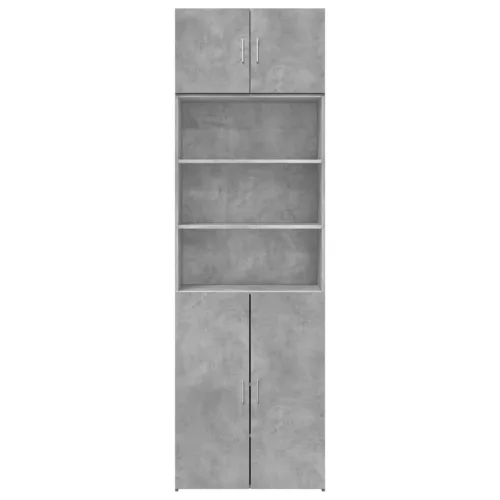 Betonszürke szerelt fa tárolószekrény 70 x 42,5 x 225 cm
