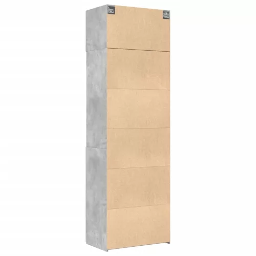 Betonszürke szerelt fa tárolószekrény 70 x 42,5 x 225 cm