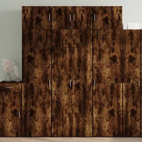   Füstös tölgy színű szerelt fa tárolószekrény 70 x 42,5 x 225 cm