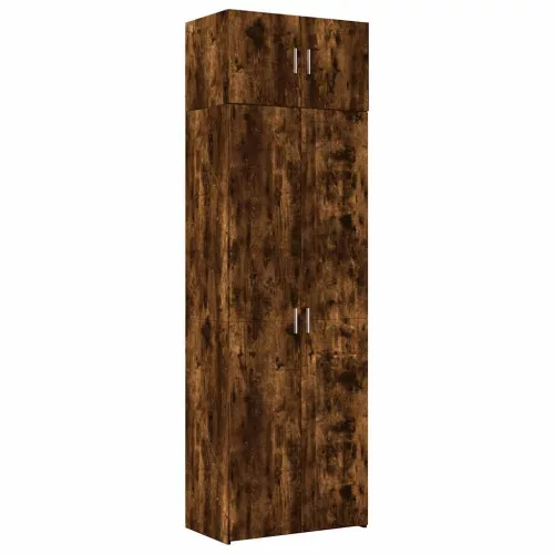 Füstös tölgy színű szerelt fa tárolószekrény 70 x 42,5 x 225 cm