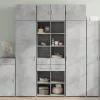 Betonszürke szerelt fa tárolószekrény 70 x 42,5 x 225 cm