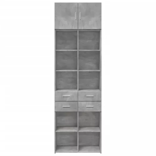 Betonszürke szerelt fa tárolószekrény 70 x 42,5 x 225 cm