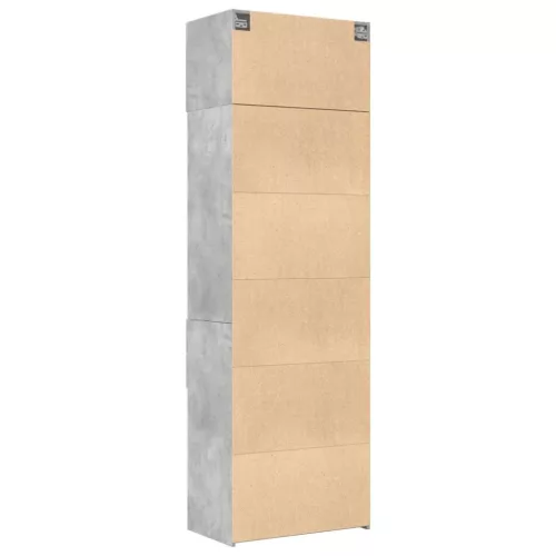 Betonszürke szerelt fa tárolószekrény 70 x 42,5 x 225 cm