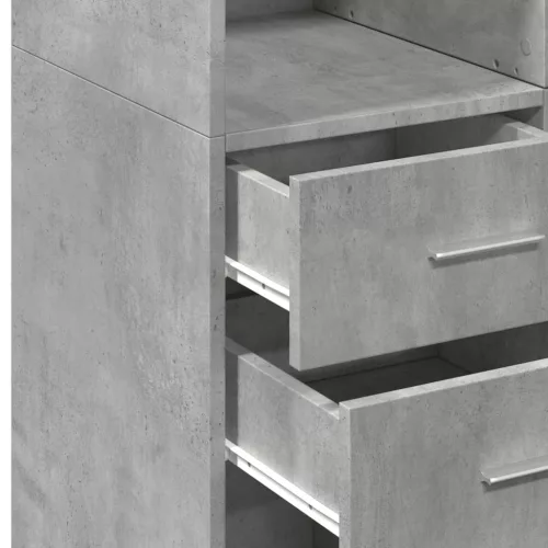 Betonszürke szerelt fa tárolószekrény 70 x 42,5 x 225 cm